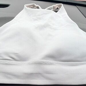 Lululemon Athletica Cream Ribbed Top
 Women's lEnergy Bra High Neck Long Line